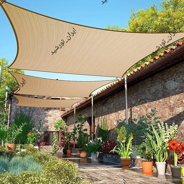 شید سایبان 95 درصد ابعاد (6 در 5) دور دوزی شده با نوار برزنت و حلقه دار